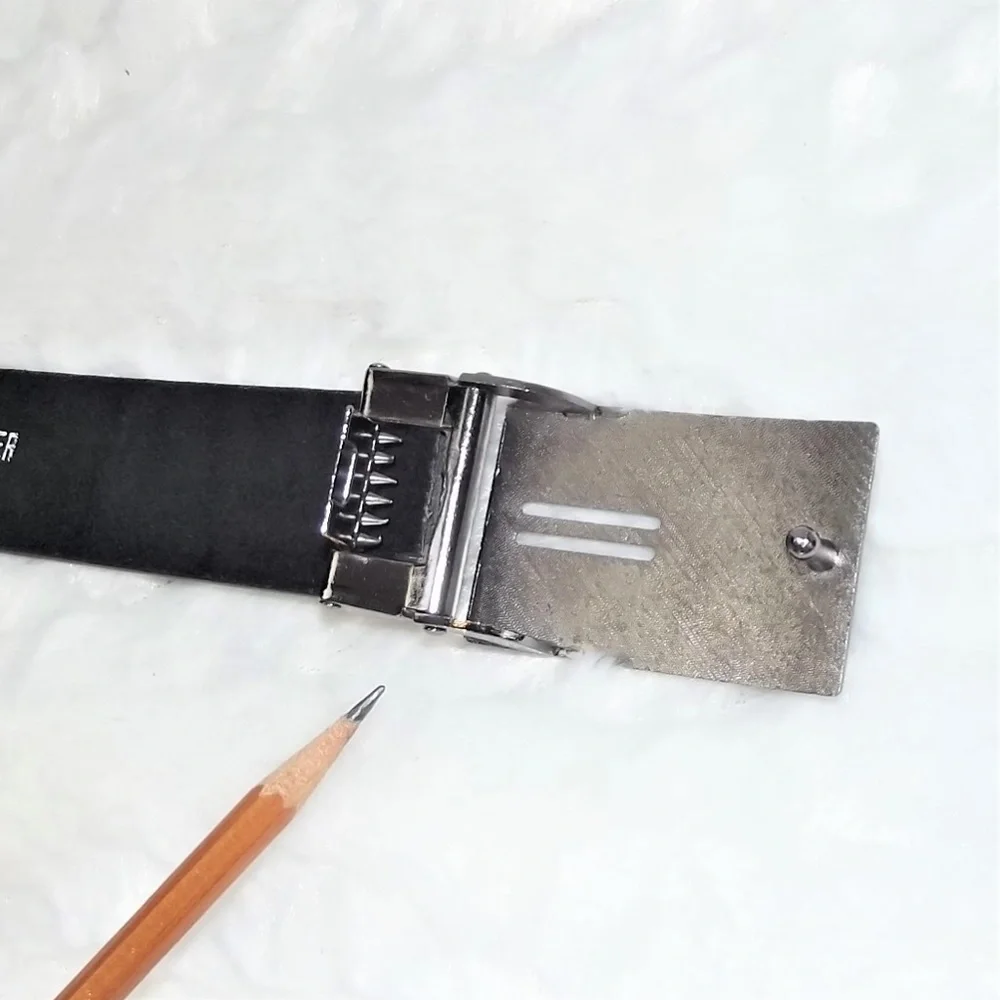 🍃Men's Black Leather Belt Adjustable 38" - Picture 4 of 6